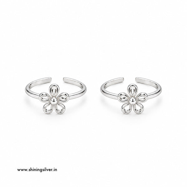 SHINING’s 925 Pure Silver Floral Toe Rings