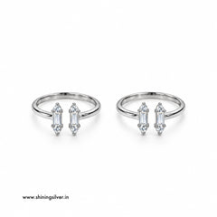 SHINING’s 925 Sterling Silver Open-Top Baguette Toe Rings
