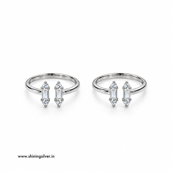 SHINING’s 925 Sterling Silver Open-Top Baguette Toe Rings