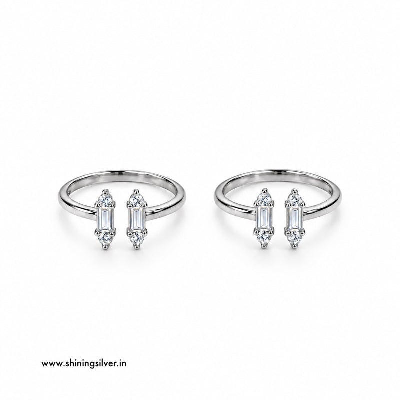 SHINING’s 925 Sterling Silver Open-Top Baguette Toe Rings