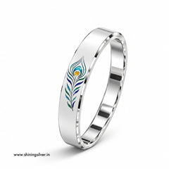 SHINING’s 925 Pure Silver Peacock Feather Kada for Men