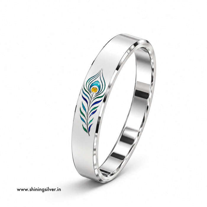 SHINING’s 925 Pure Silver Peacock Feather Kada for Men