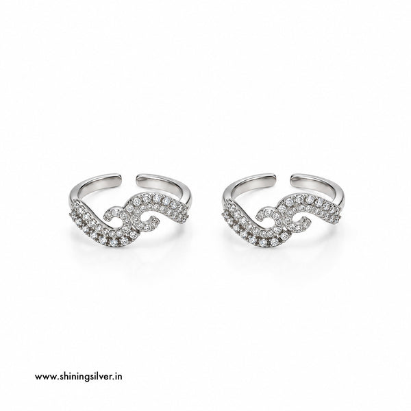SHINING’s 925 Sterling Silver Wave Toe Rings