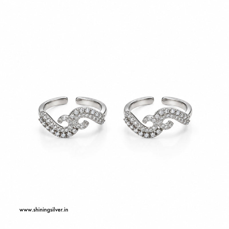 SHINING’s 925 Sterling Silver Wave Toe Rings