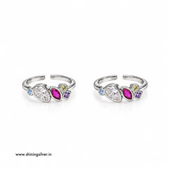 SHINING’s 925 Sterling Silver Multicolor Gemstone Toe Rings
