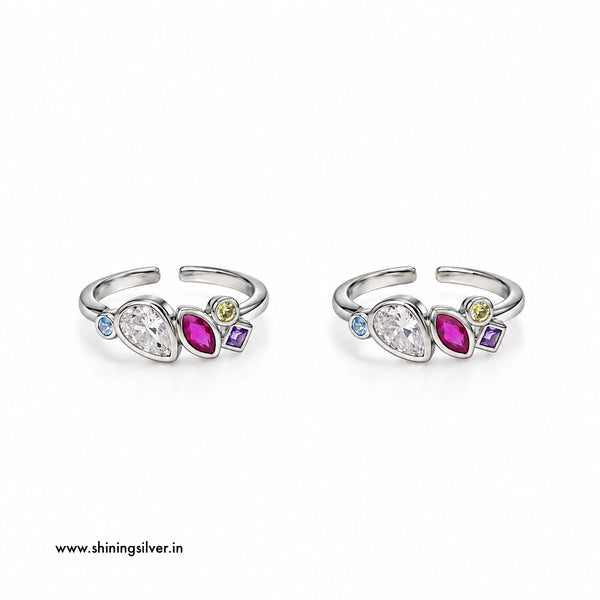 SHINING’s 925 Sterling Silver Multicolor Gemstone Toe Rings