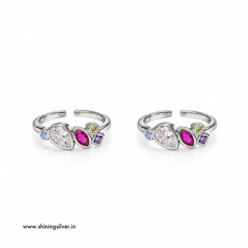 SHINING’s 925 Sterling Silver Multicolor Gemstone Toe Rings