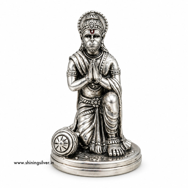 SHINING’s 925 Pure Silver Sitting Hanumanji Idol Solid