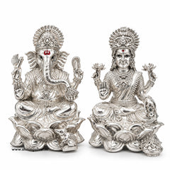 SHINING’s 925 Pure Silver Ganesh Laxmi Solid Idol