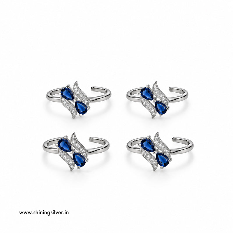SHINING’s 925 Sterling Silver Blue Stone Toe Rings