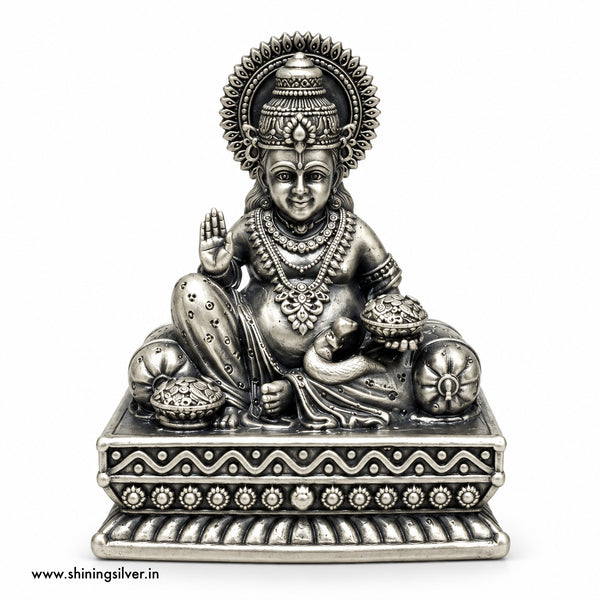 SHINING’s 925 Pure Silver Kuber Ji Solid Idol | Oxidised Silver Dhan Kuber Murti