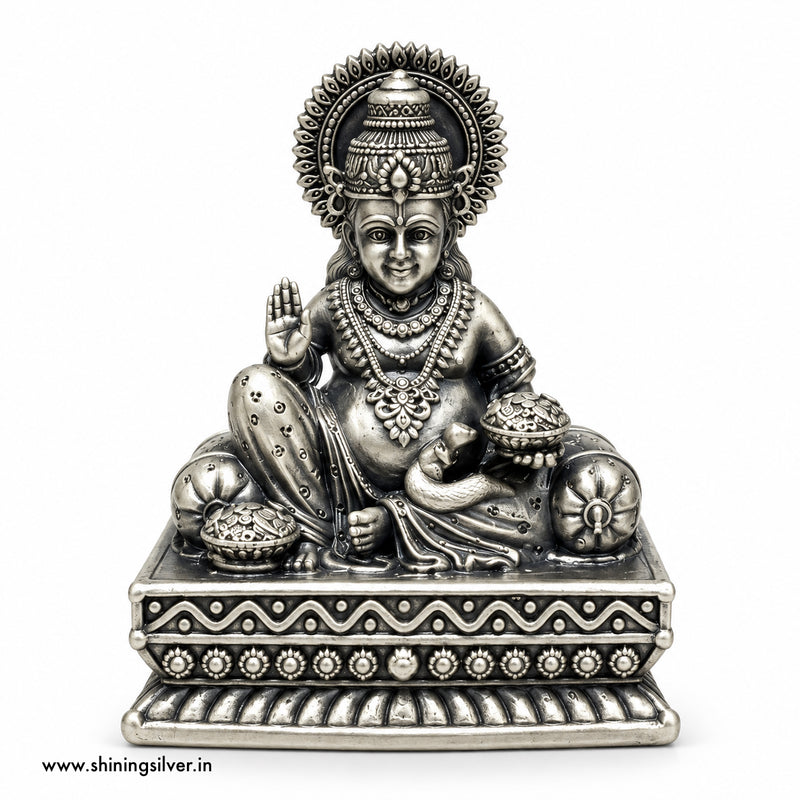 SHINING’s 925 Pure Silver Kuber Ji Solid Idol | Oxidised Silver Dhan Kuber Murti
