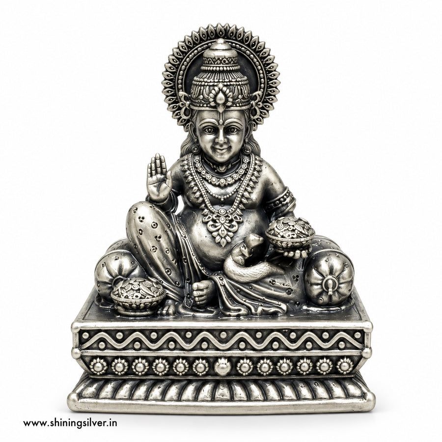 SHINING’s 925 Pure Silver Kuber Ji Solid Idol | Oxidised Silver Dhan Kuber Murti