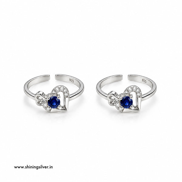 SHINING’s 925 Pure Silver Blue Stone Heart Bichiya