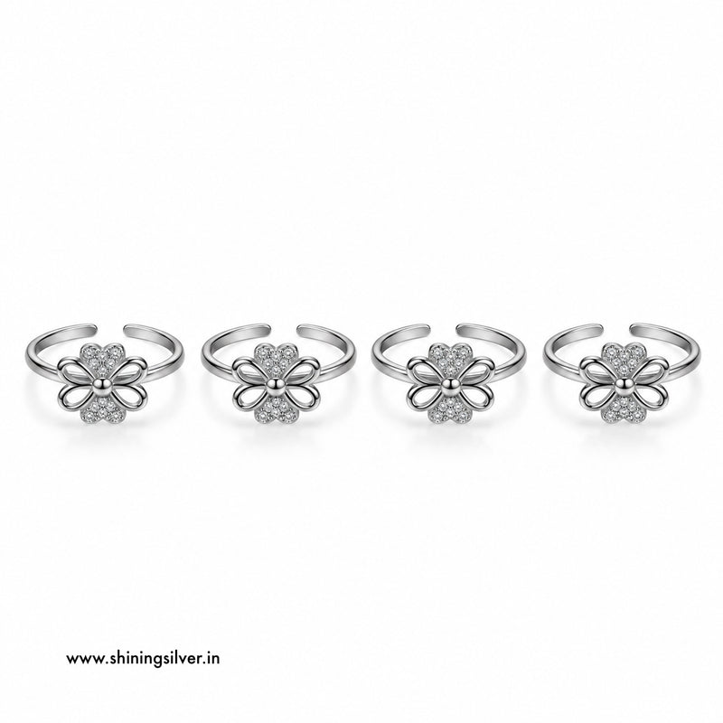 SHINING’s 925 Sterling Silver Floral Toe Rings