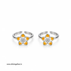 SHINING’s 925 Sterling Silver Enamel Flower Toe Rings