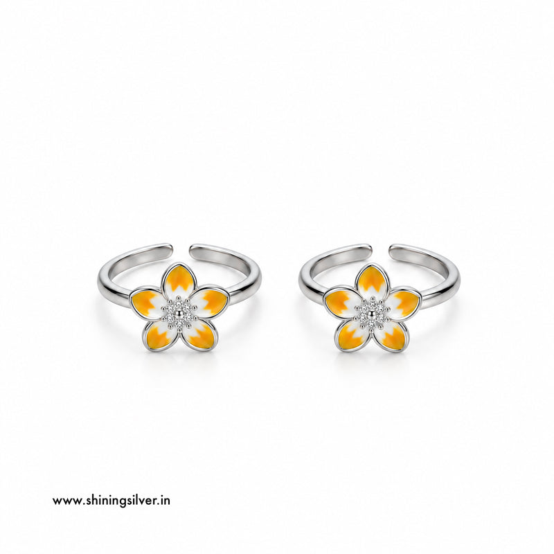SHINING’s 925 Sterling Silver Enamel Flower Toe Rings