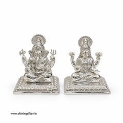 SHINING’s 925 Pure Silver Laxmi Ganesh Idol Pair | Kolhapuri Moorti