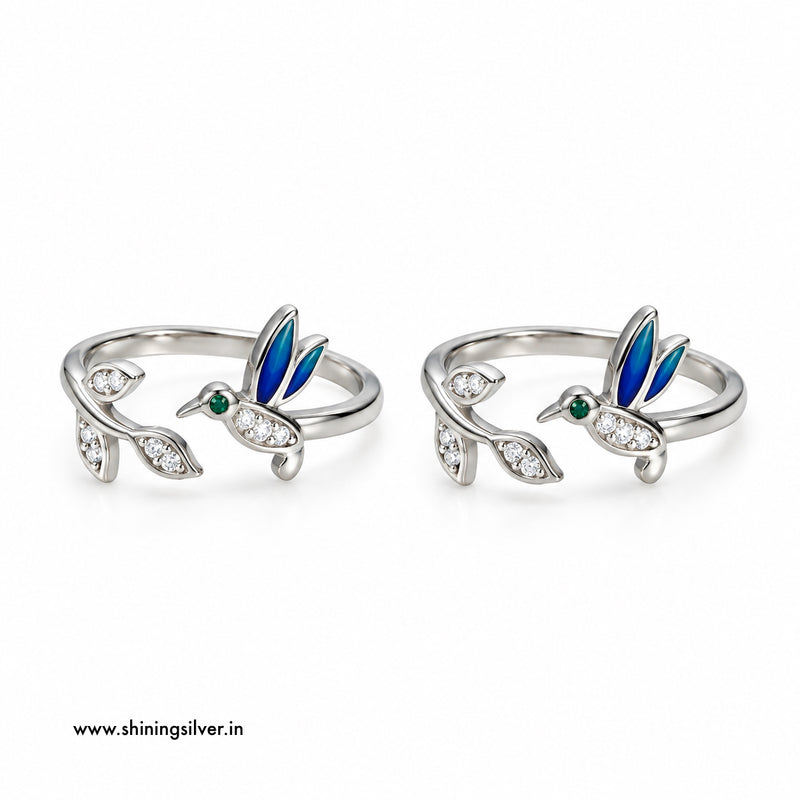 SHINING’s 925 Sterling Silver Hummingbird Open-Top Toe Rings
