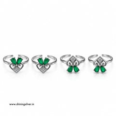 SHINING’s 925 Sterling Silver Green Stone Toe Rings
