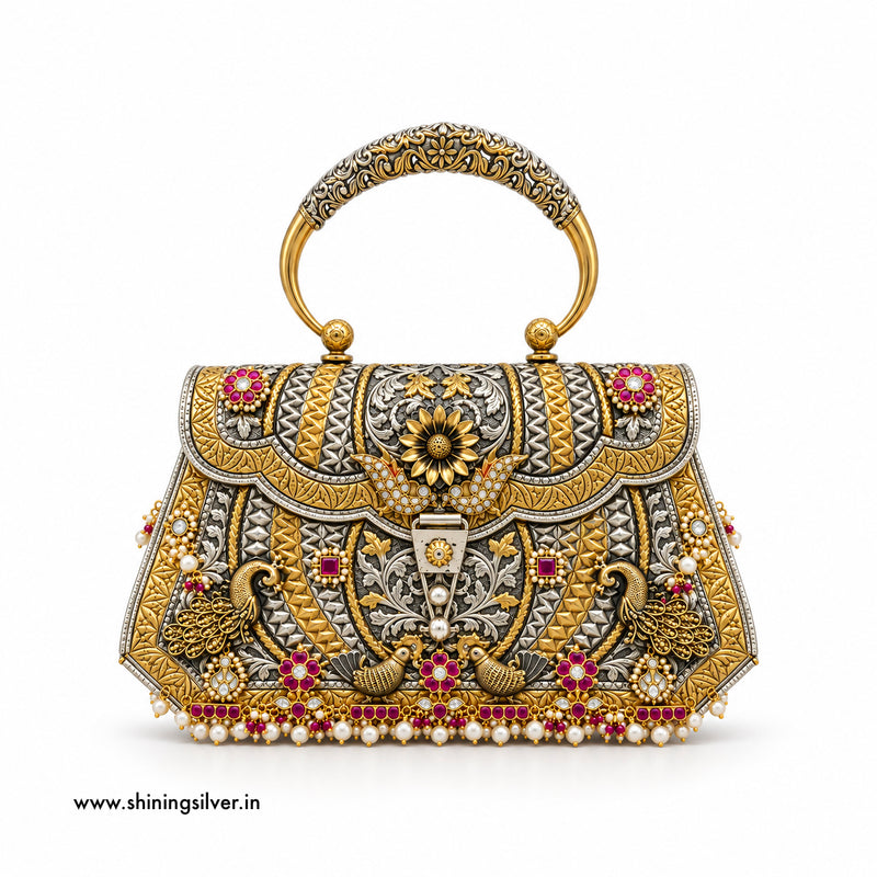 SHINING’s 925 Pure Silver Royal Peacock Designer Purse | 520g