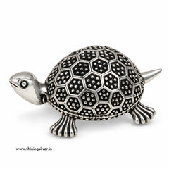 SHINING’s 925 Pure Silver Solid Tortoise / Kachua | Oxidised Silver Finish