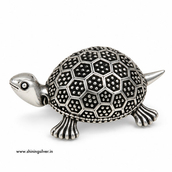 SHINING’s 925 Pure Silver Solid Tortoise / Kachua | Oxidised Silver Finish