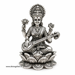 SHINING’s 925 Pure Silver Solid Maa Saraswati Idol