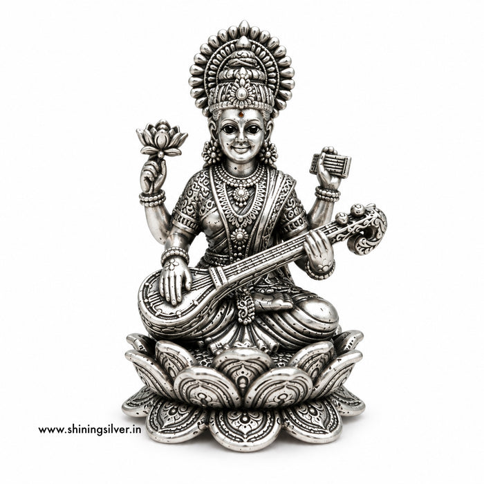 SHINING’s 925 Pure Silver Solid Maa Saraswati Idol