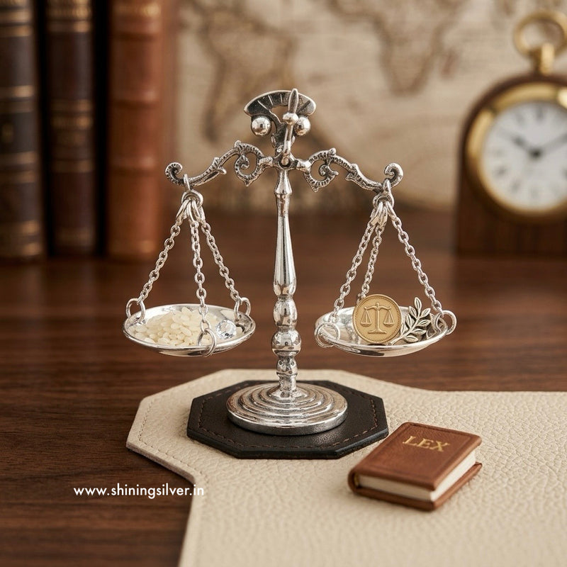 SHINING’s Miniature Balance of Justice Silver Showpiece | 925 Pure Silver