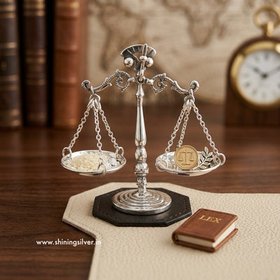 SHINING’s Miniature Balance of Justice Silver Showpiece | 925 Pure Silver