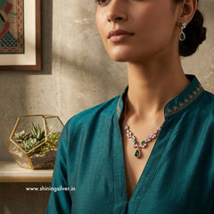 SHINING’s Emerald Stones Necklace 18k Rose-gold plating | 925 Sterling Silver