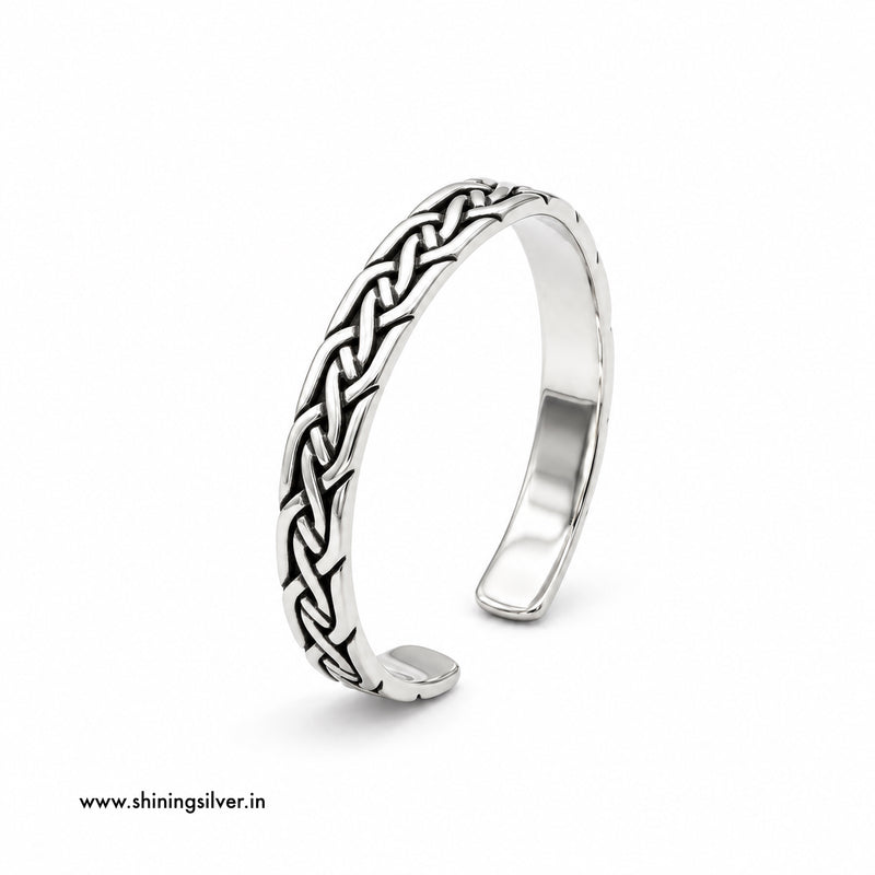 SHINING’s Celtic Kada | Cuff Style Silver Kada for Men | 925 Sterling Silver