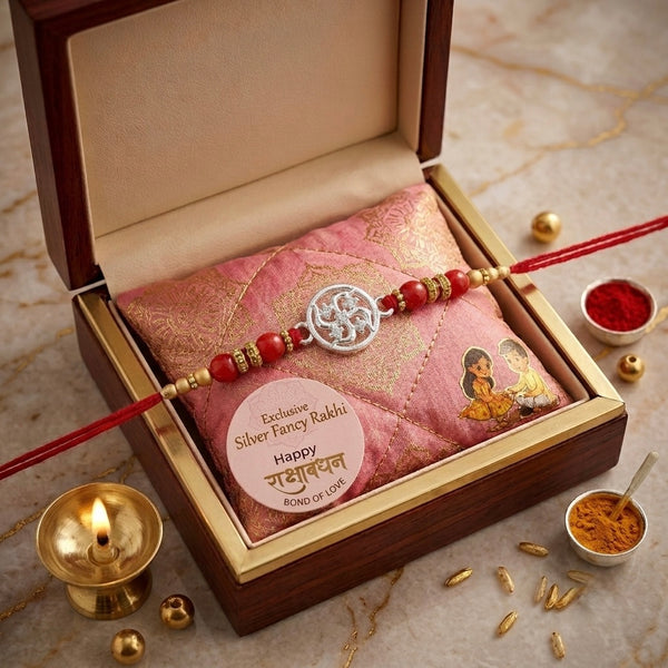 SHINING’s Pure Silver Designer Thread Rakhi