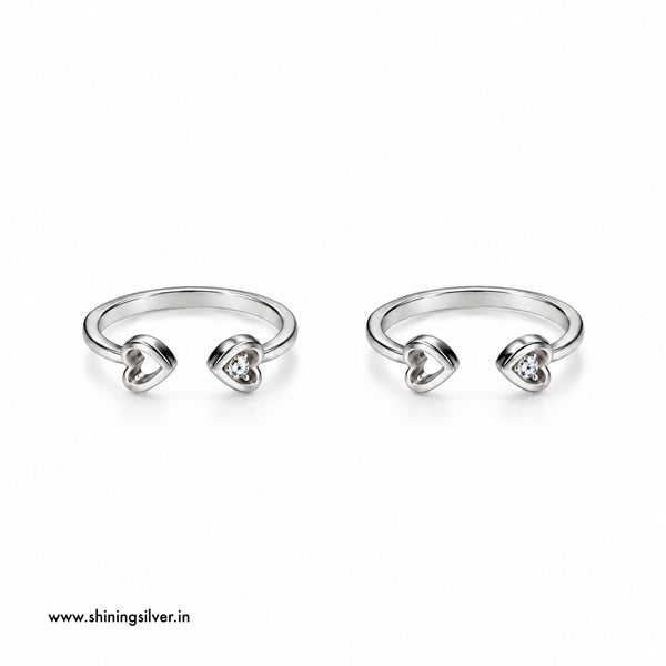 SHINING’s 925 Sterling Silver Heart Toe Rings