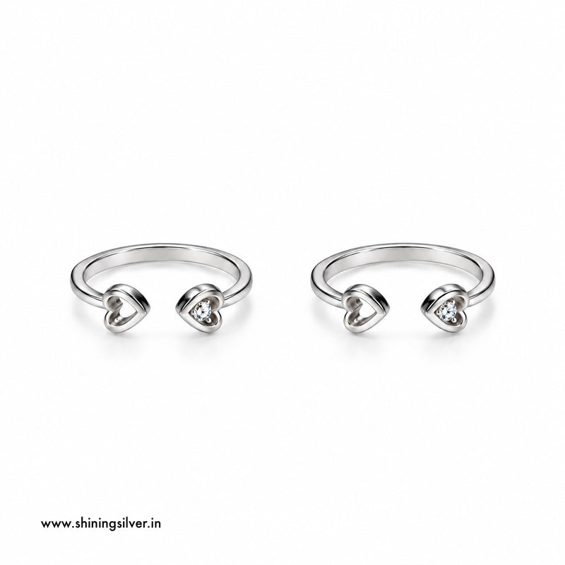 SHINING’s 925 Sterling Silver Heart Toe Rings