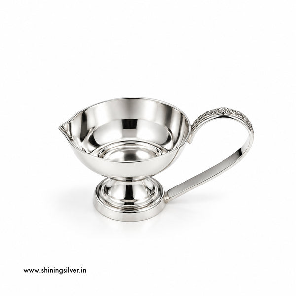SHINING’s 925 Pure Silver Deepak with Handle | 20 Grams