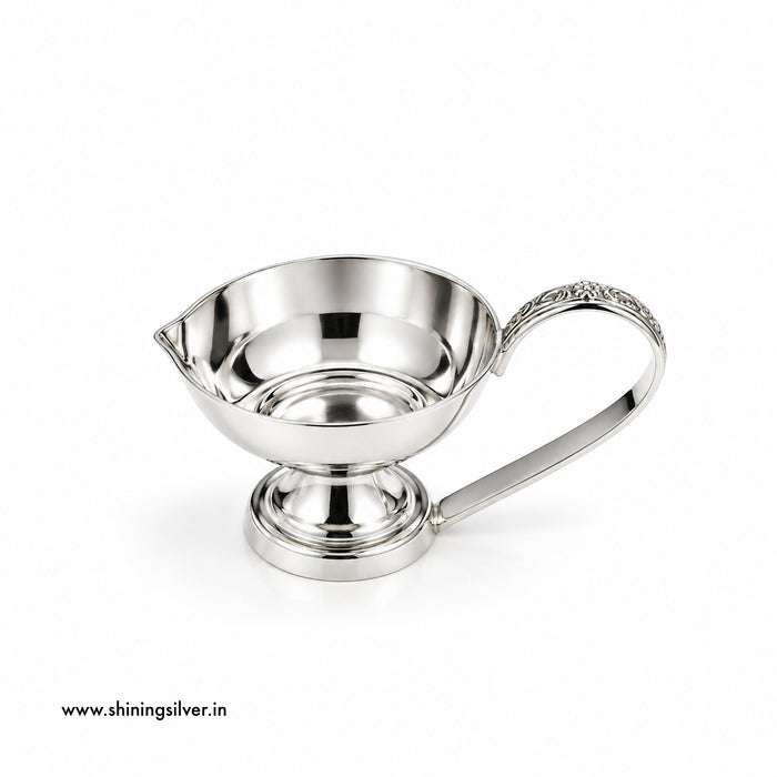 SHINING’s 925 Pure Silver Deepak with Handle | 20 Grams