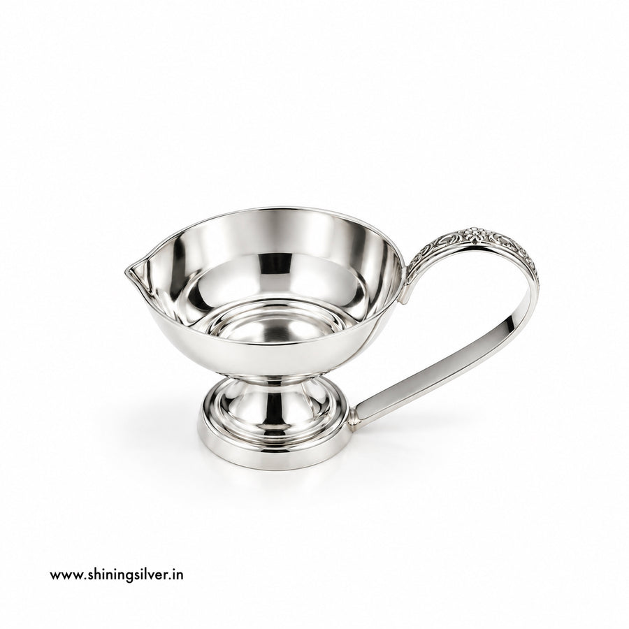 SHINING’s 925 Pure Silver Deepak with Handle | 20 Grams