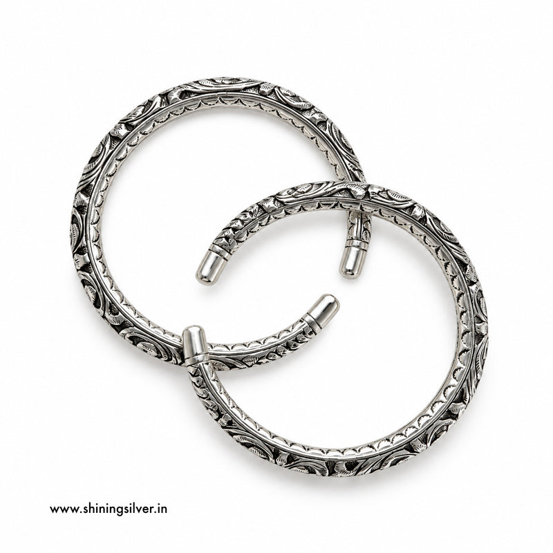 SHINING’s 925 Pure Silver Kada Payal for Men | Traditional Silver Kadule & Leg Kada