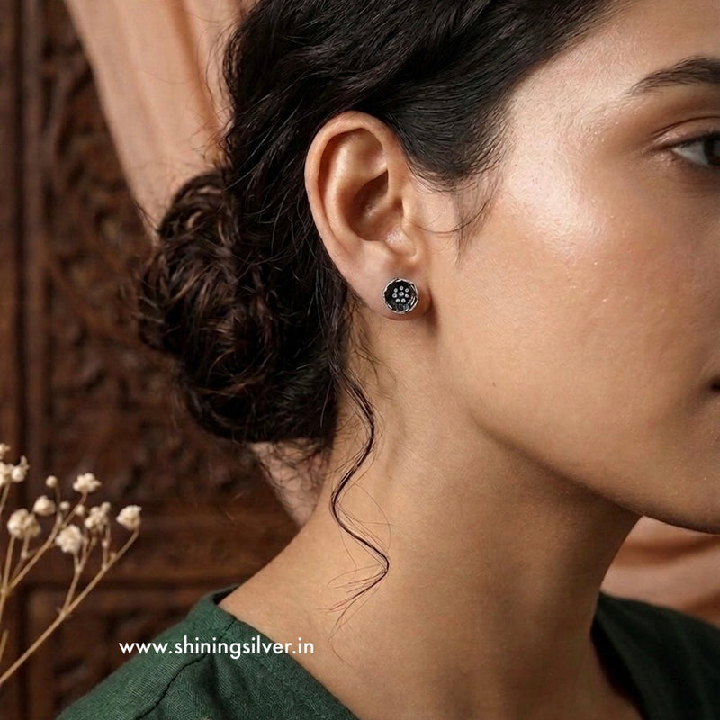SHINING’s Oxidised Flower Earrings | 925 Shining Silver