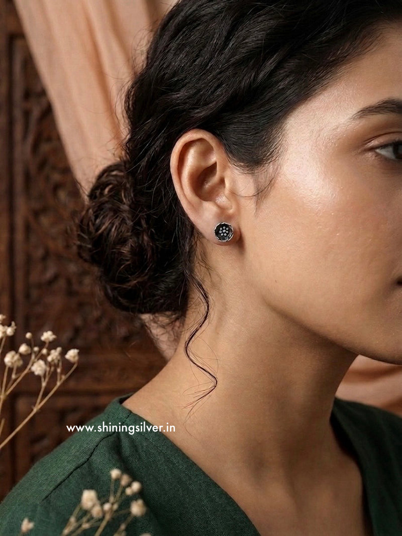 SHINING’s Oxidised Flower Earrings | 925 Shining Silver