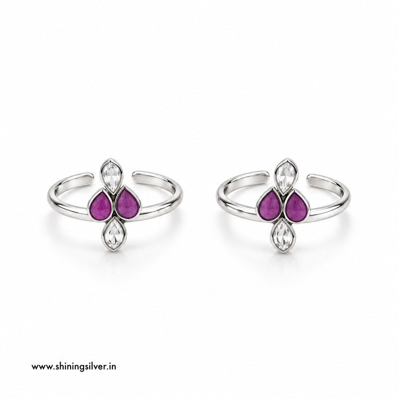 SHINING’s 925 Silver Purple & Clear Stone Toerings