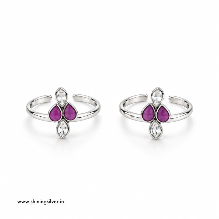 SHINING’s 925 Silver Purple & Clear Stone Toerings