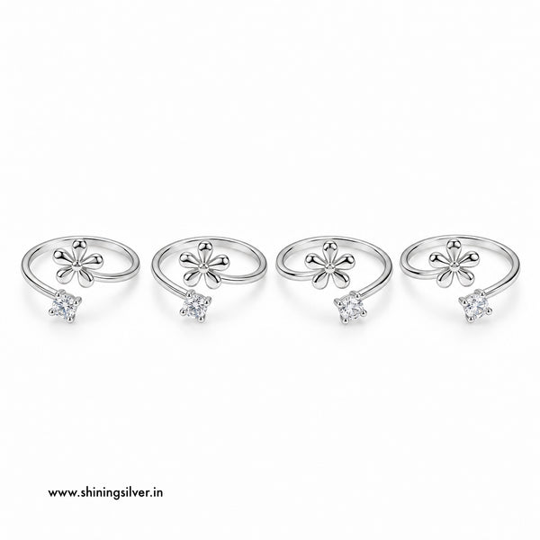 SHINING’s 925 Sterling Silver Floral Toe Rings