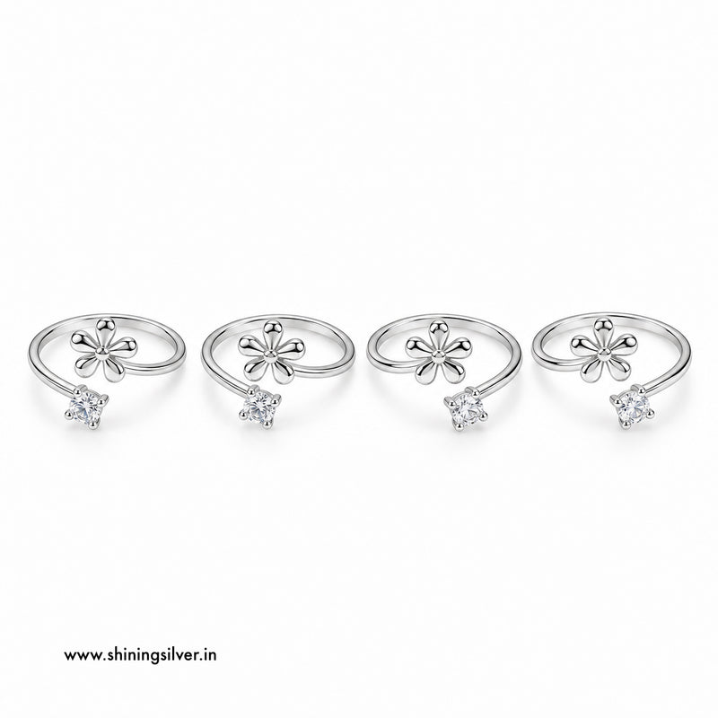 SHINING’s 925 Sterling Silver Floral Toe Rings