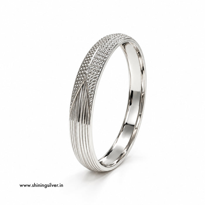 SHINING’s 925 Pure Silver Designer Kada for Men – 45 Grams Approx