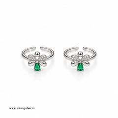 SHINING’s 925 Sterling Silver Floral Green Stone Bichiya