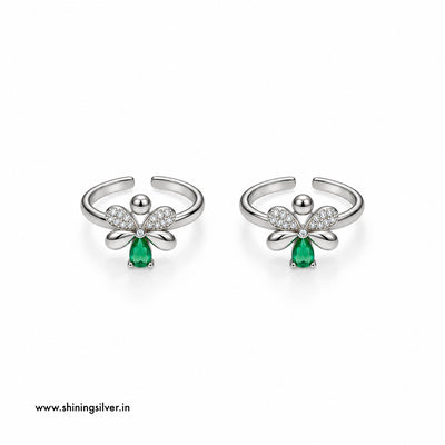 SHINING’s 925 Sterling Silver Floral Green Stone Bichiya