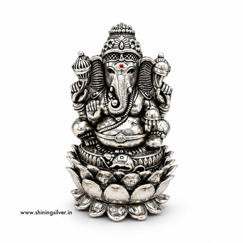 SHINING’s 925 Pure Silver Ganesha Solid Idol | Small